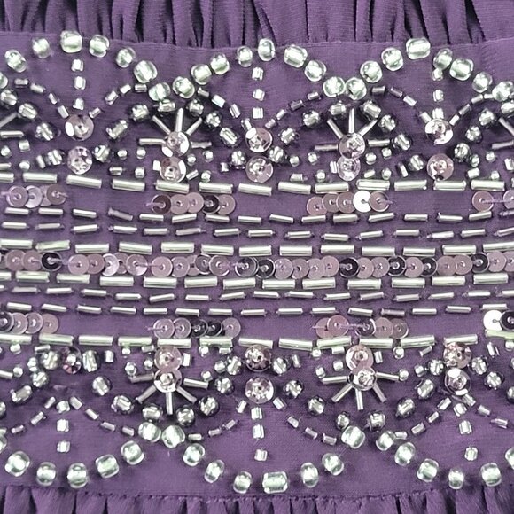 R&M Richards Purple Maxi Party Dress beaded/sequin embroidered size 4 - Picture 7 of 14